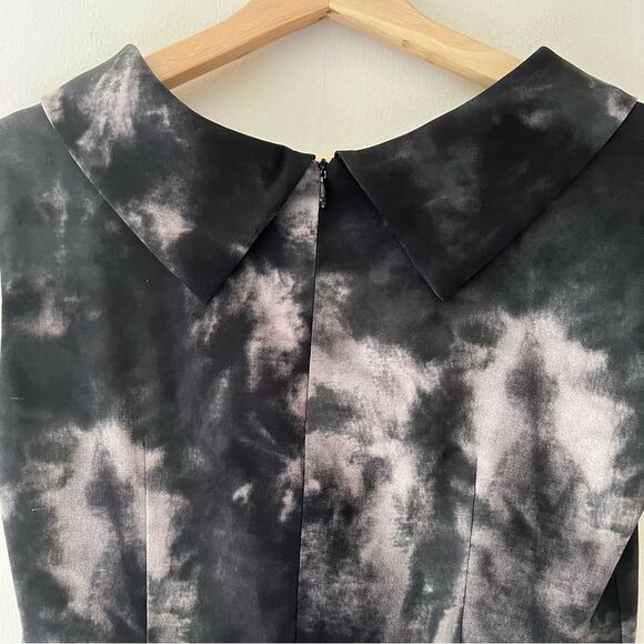 Cocktail Dress Pockets Cowl Neck Tie Dye Black Retro 60s Style Size 2 - Picture 7 of 9